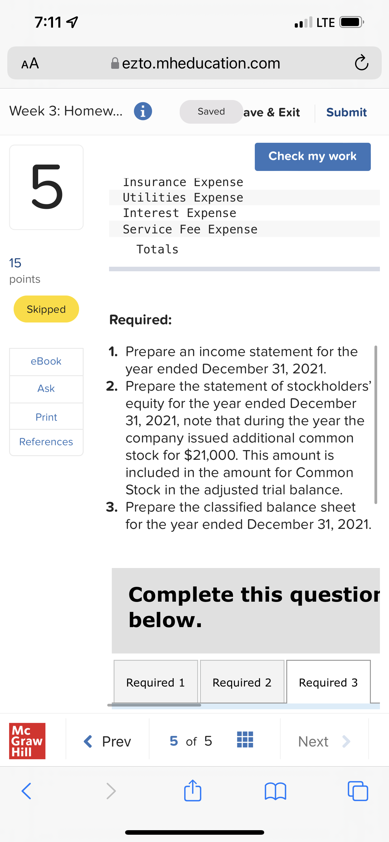 7:46 9 . LTE O AA ezto.mheducation.com C Week 3: