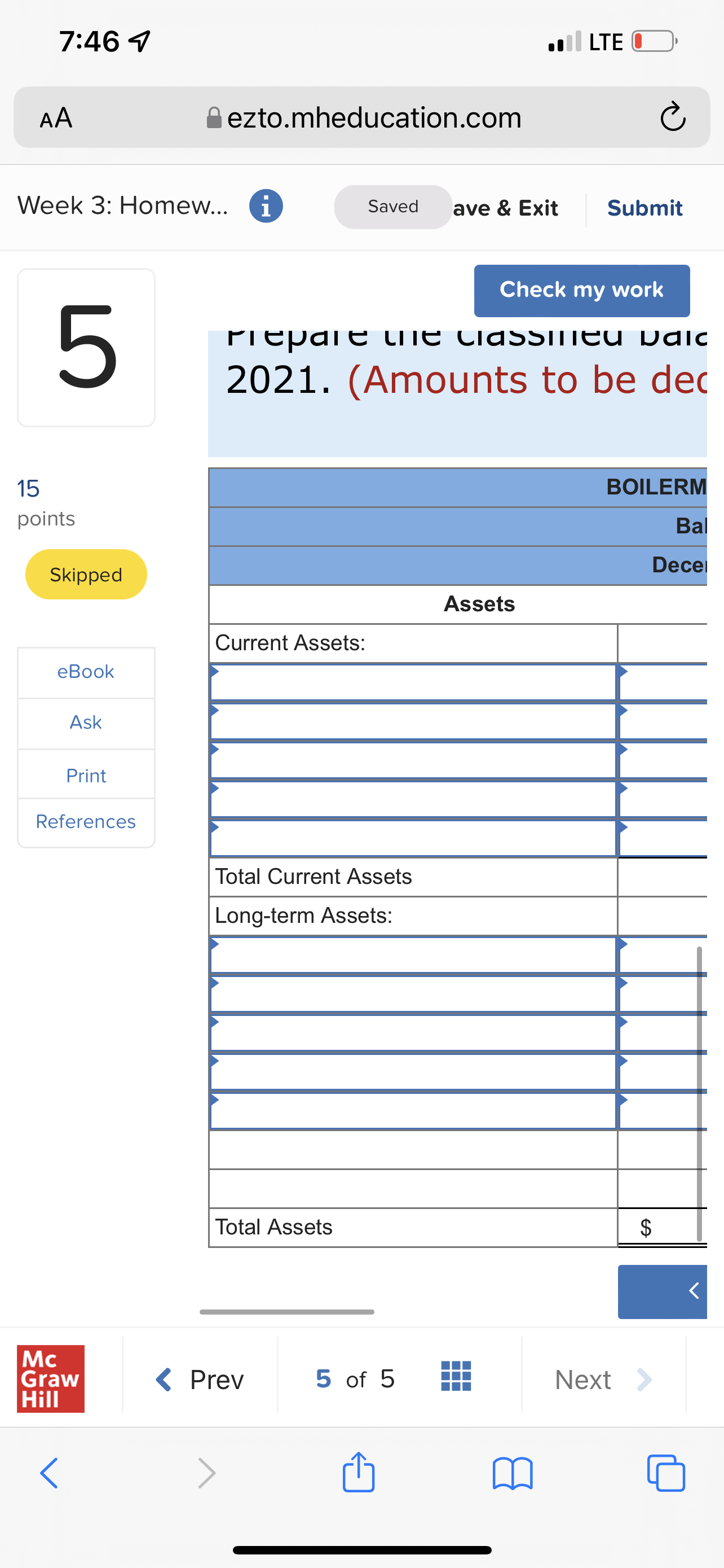 7:46 9 . LTE O AA ezto.mheducation.com C Week 3: