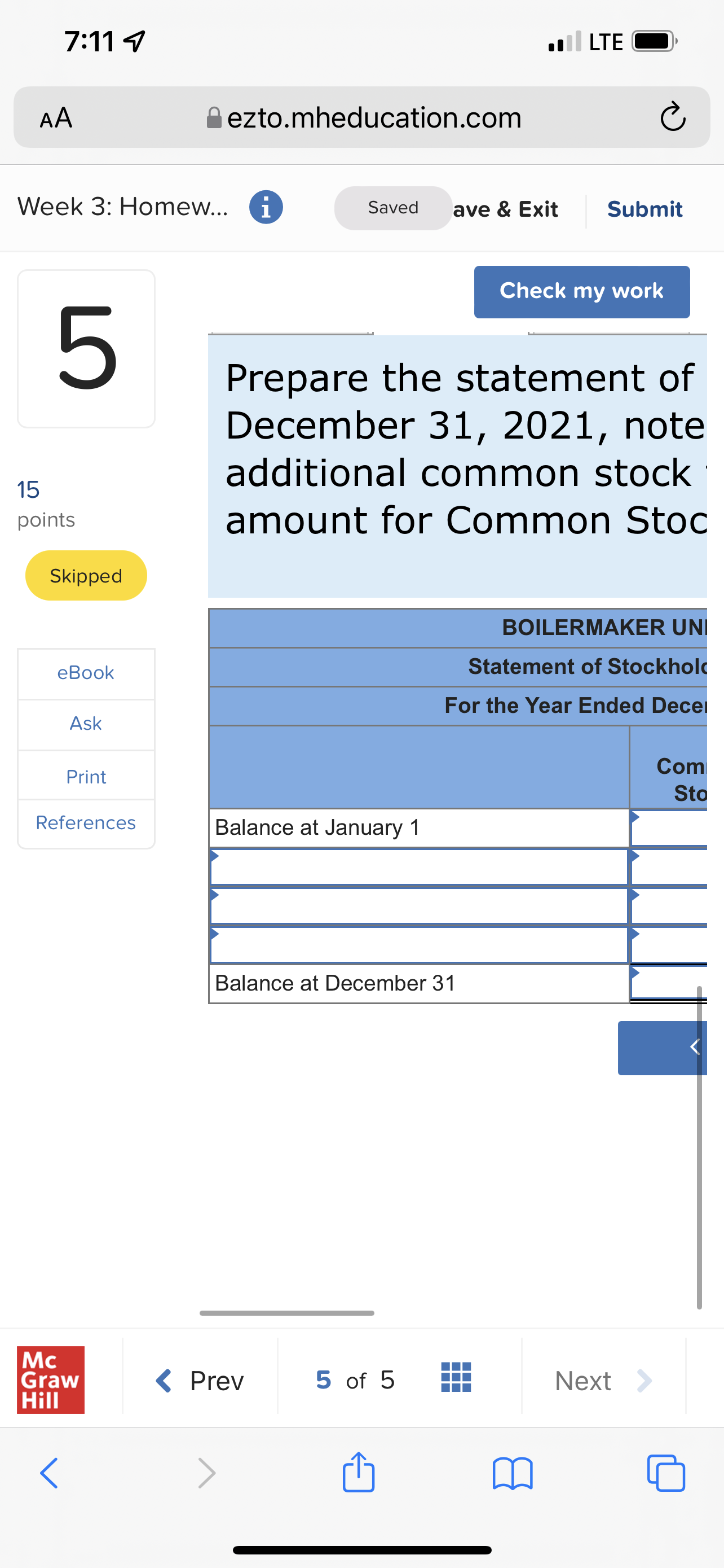 7:46 9 . LTE O AA ezto.mheducation.com C Week 3: