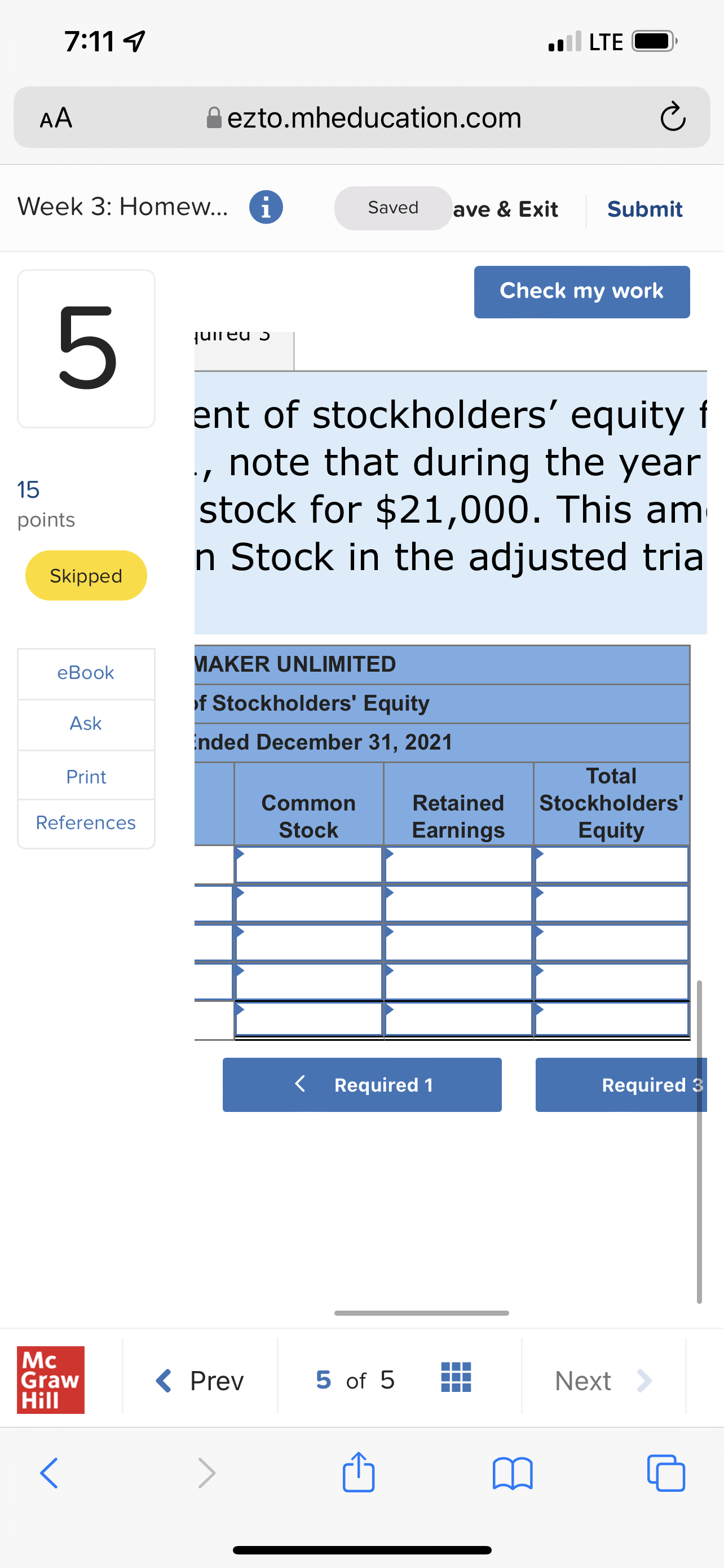7:46 9 . LTE O AA ezto.mheducation.com C Week 3:
