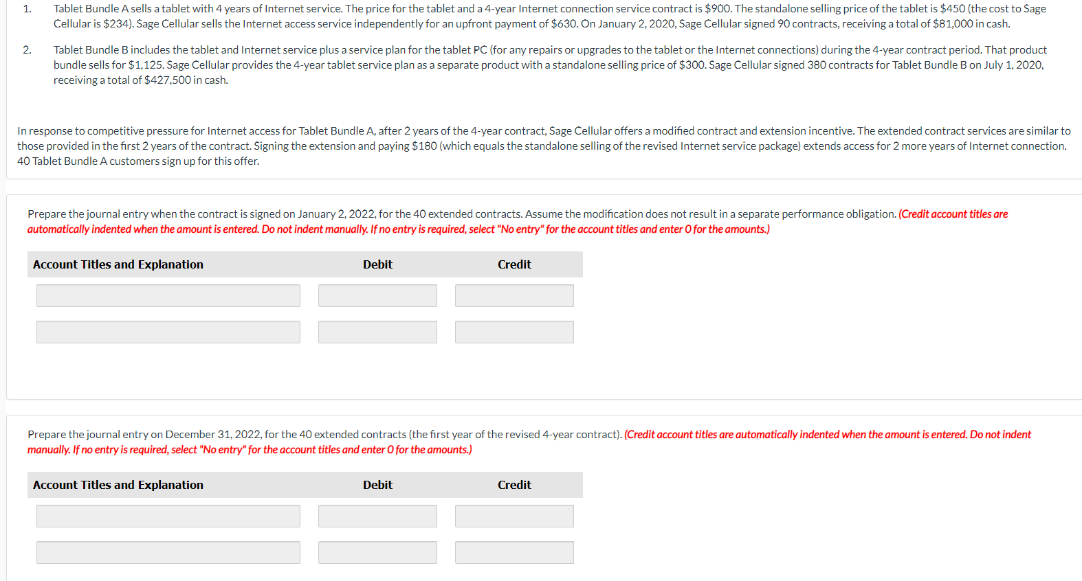 1. Tablet Bundle A sells a tablet with 4 years of