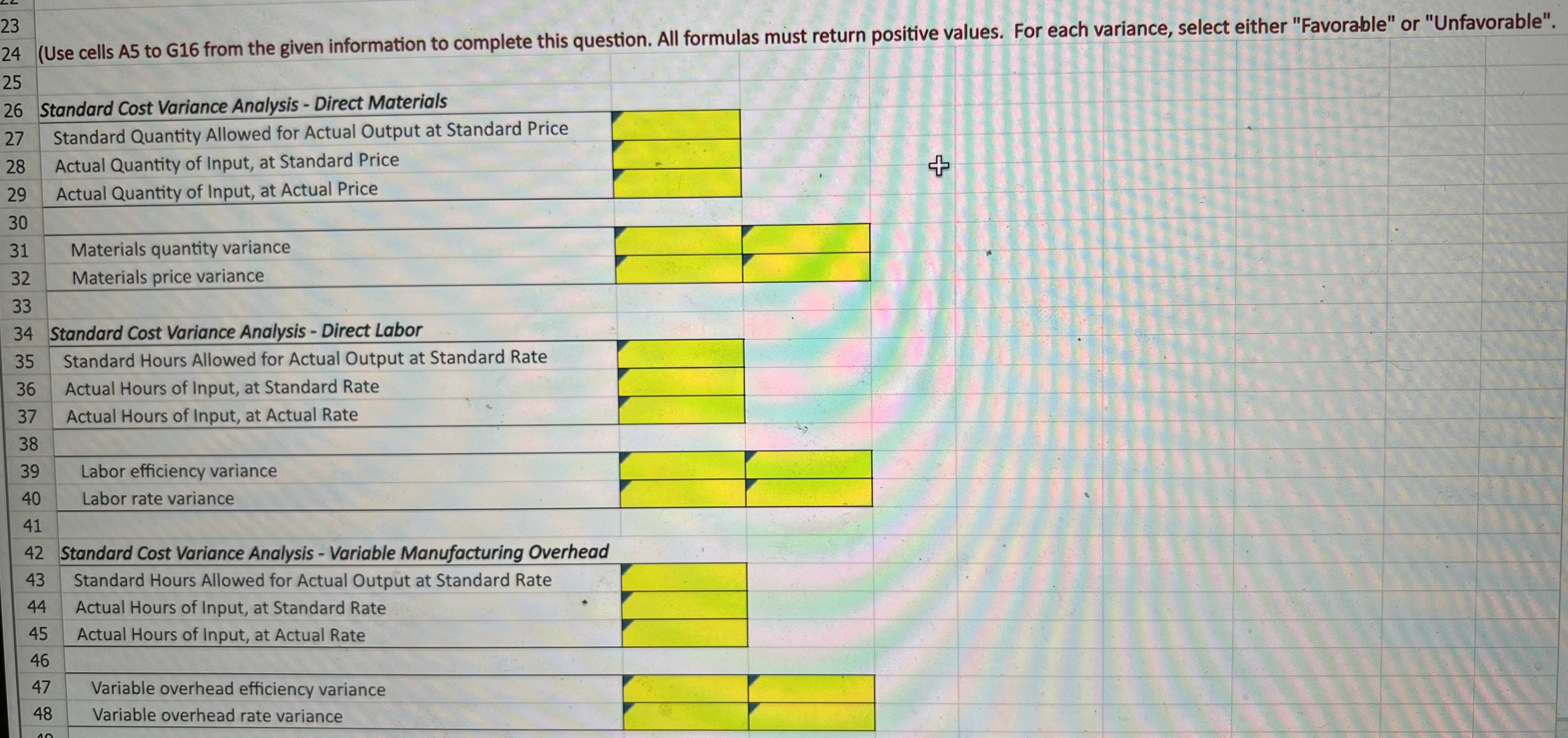 A11 X V fx Standard A B C D E F G H I N Standards
