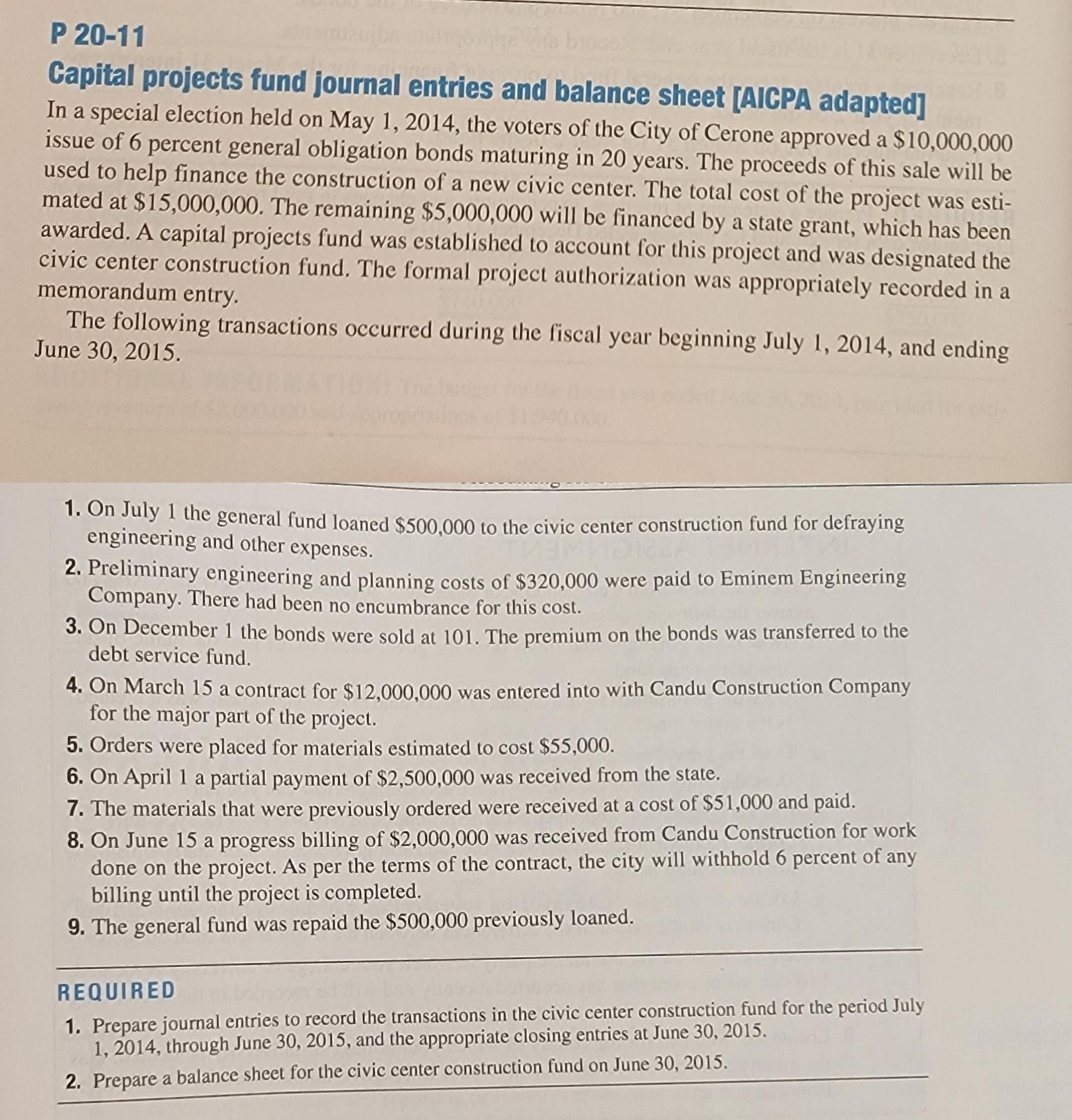 P20-11 P 20-11 Capital projects fund journal