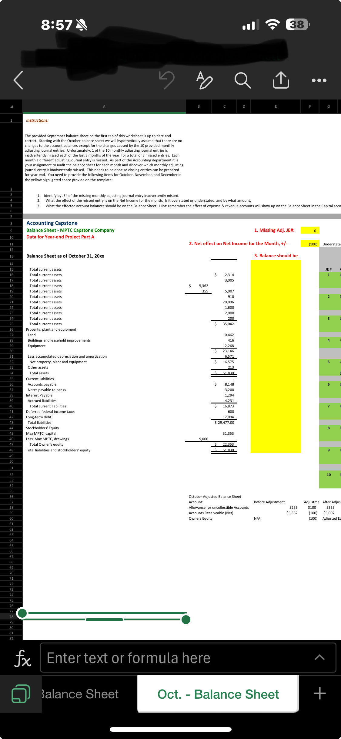 Accounting Capstone Balance Sheet - MPTC Capstone