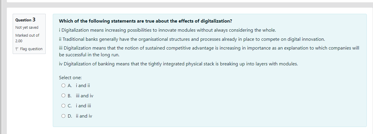 Question 3 Which of the following statements are