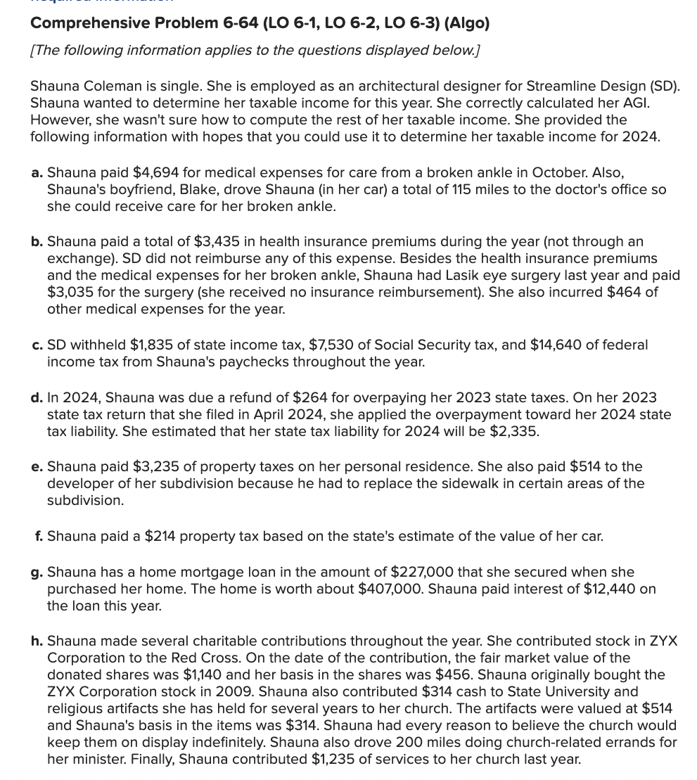 Please answer fully Comprehensive Problem 6 - 6 4