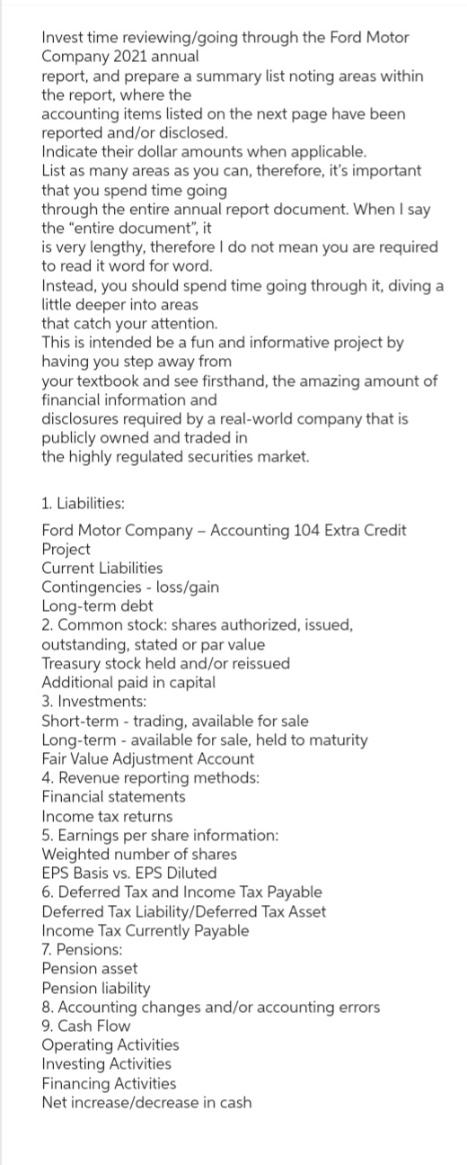 Y6 Invest time reviewing/going through the Ford