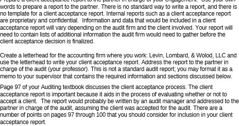 eggen words to prepare a report to the partner.