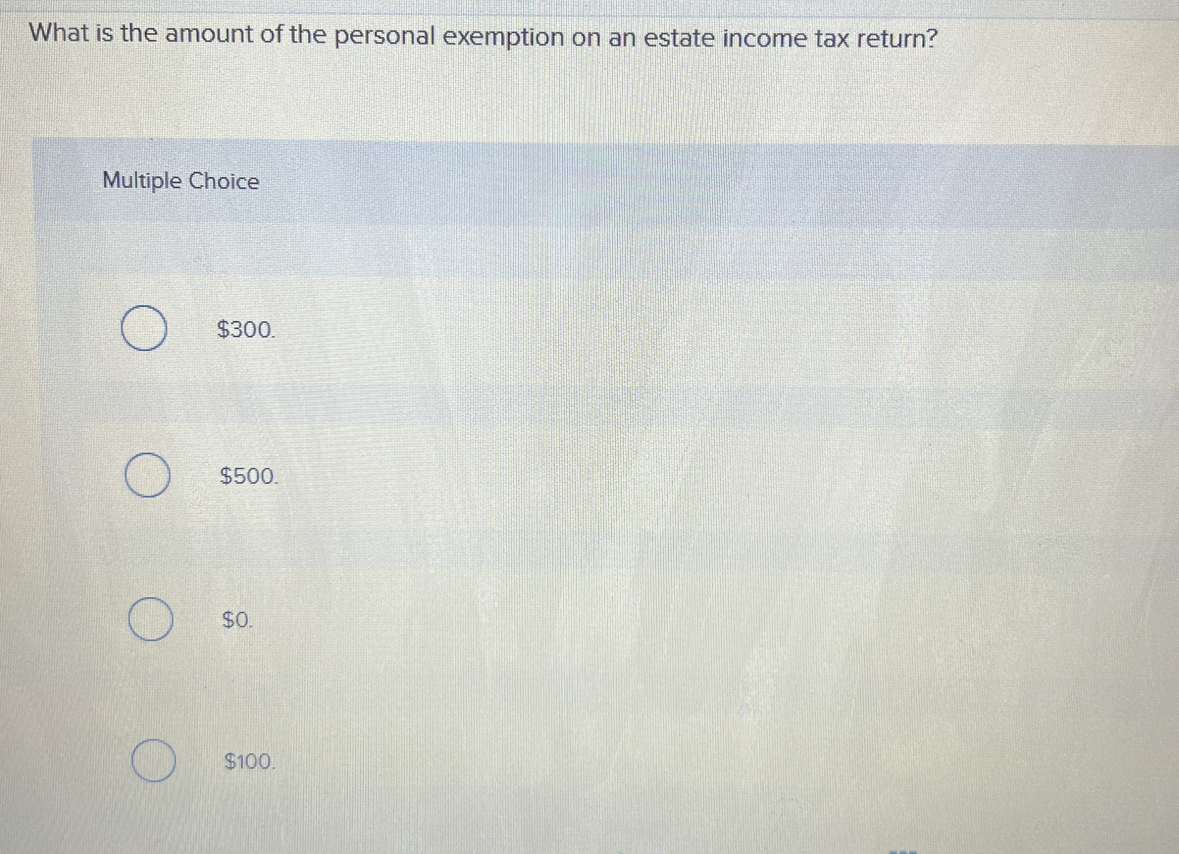 What is the amount of the personal exemption on