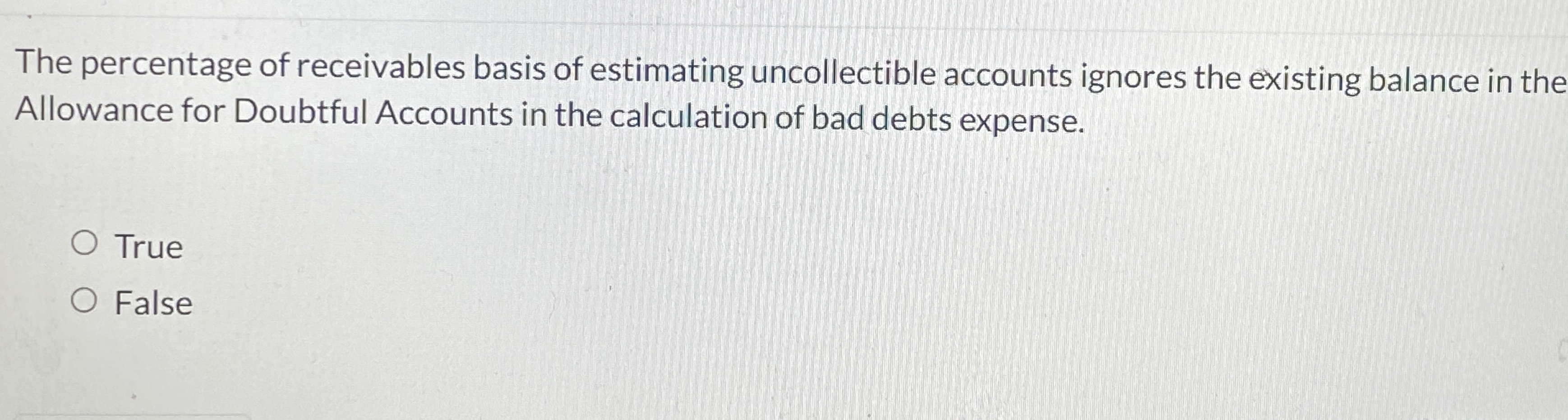 The percentage of receivables basis of estimating