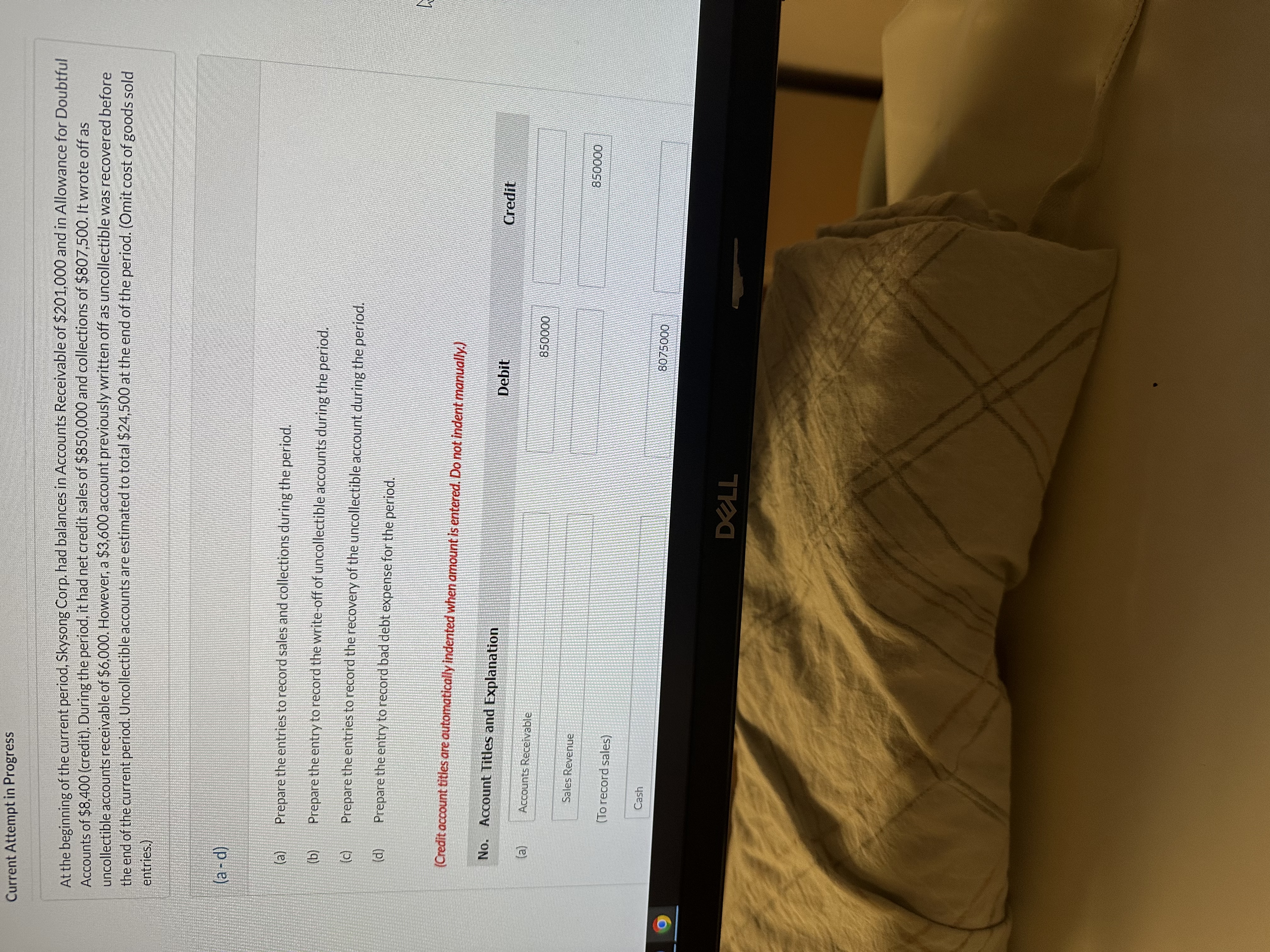 Current Attempt in Progress At the beginning of