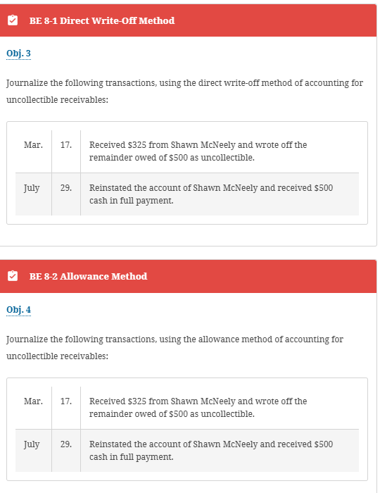 BE 8 - 1 Direct Write - Off Method Obj. 3