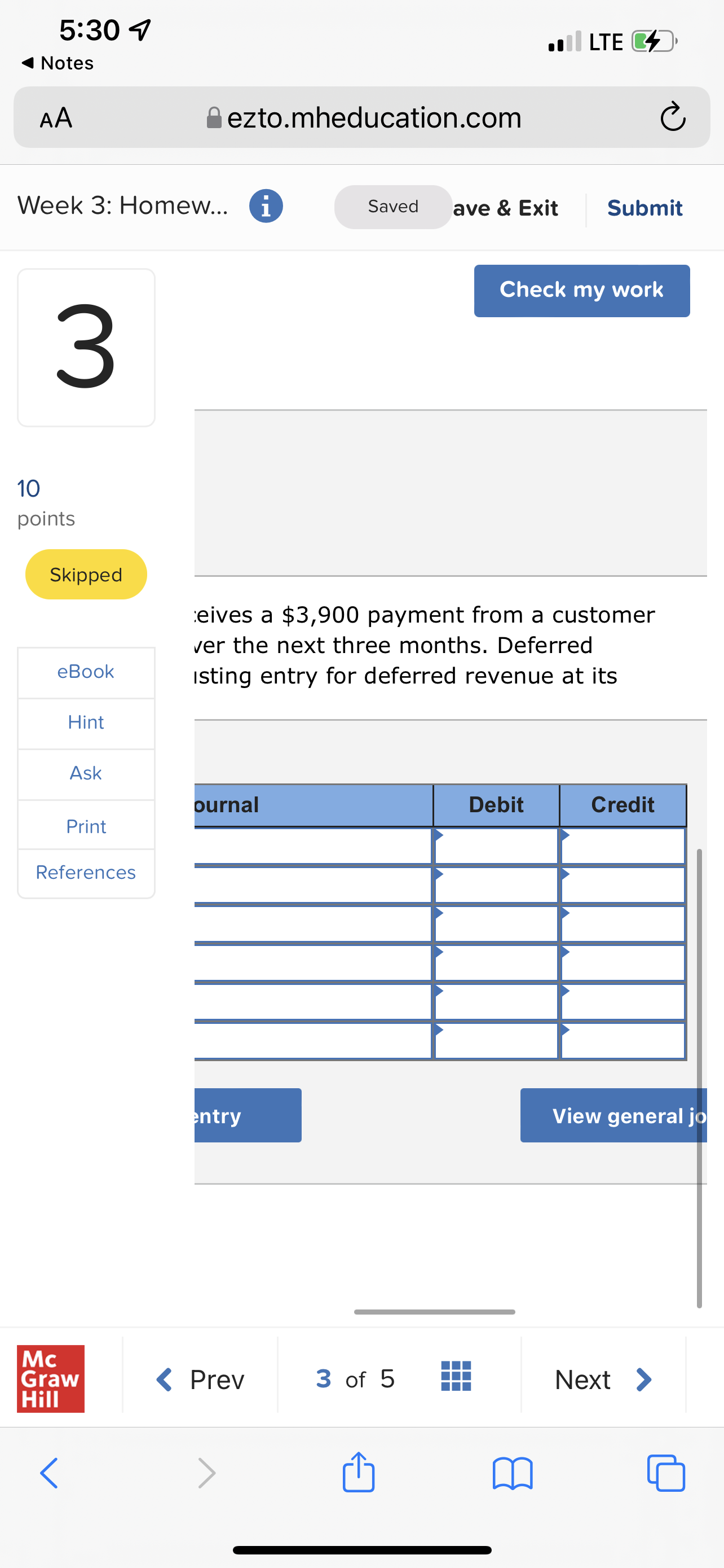 5:30 9 . LTE Notes AA ezto.mheducation.com C Week