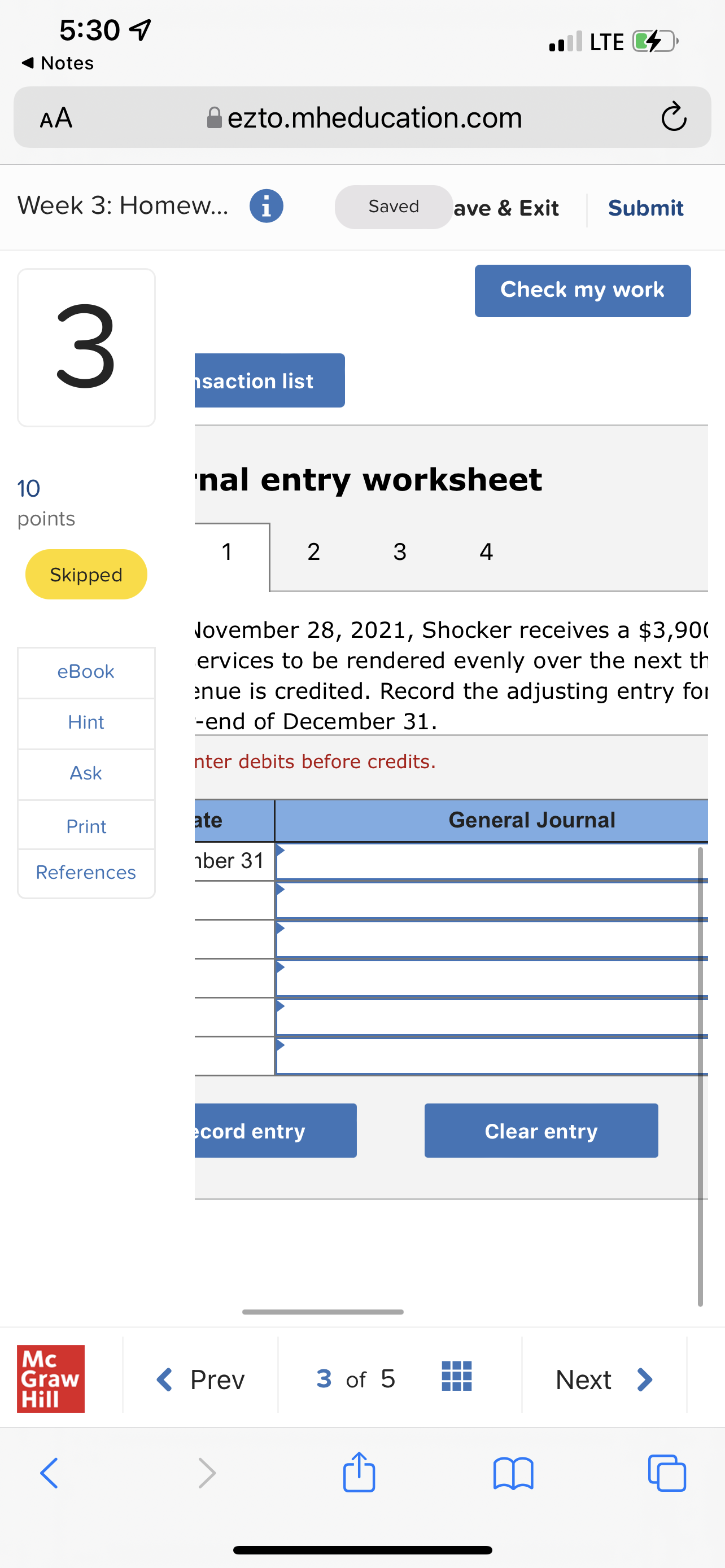 5:30 9 . LTE Notes AA ezto.mheducation.com C Week