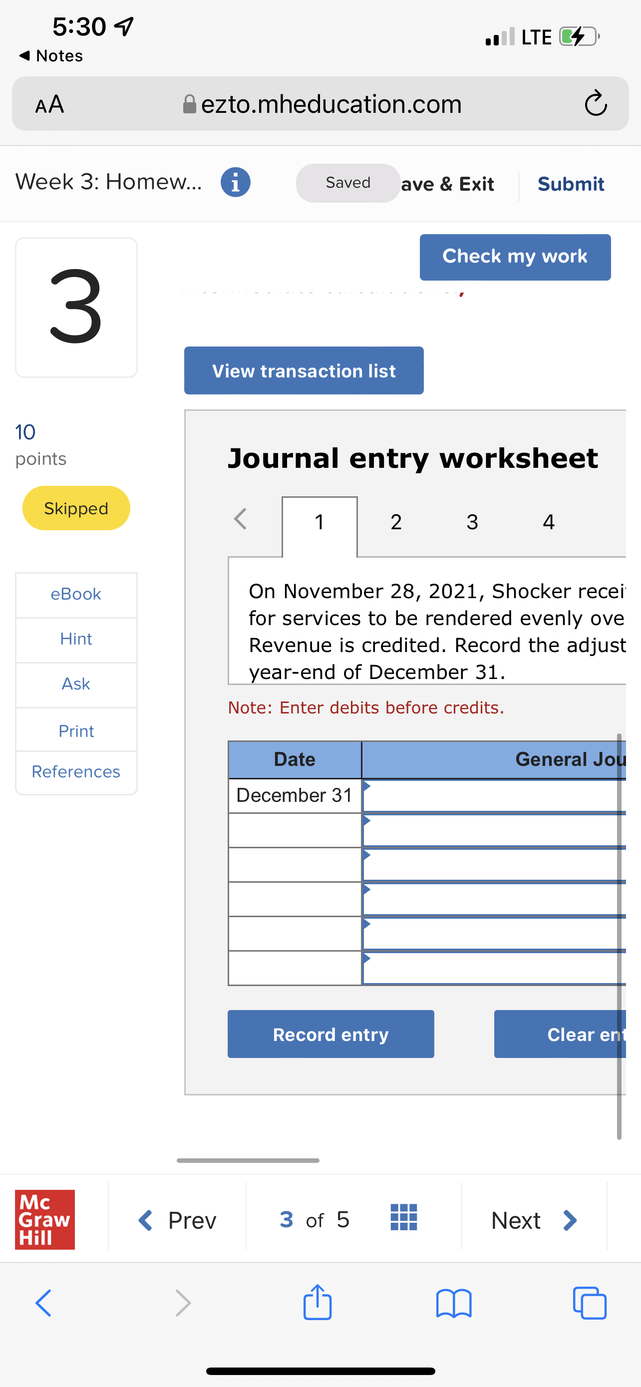 5:30 9 . LTE Notes AA ezto.mheducation.com C Week