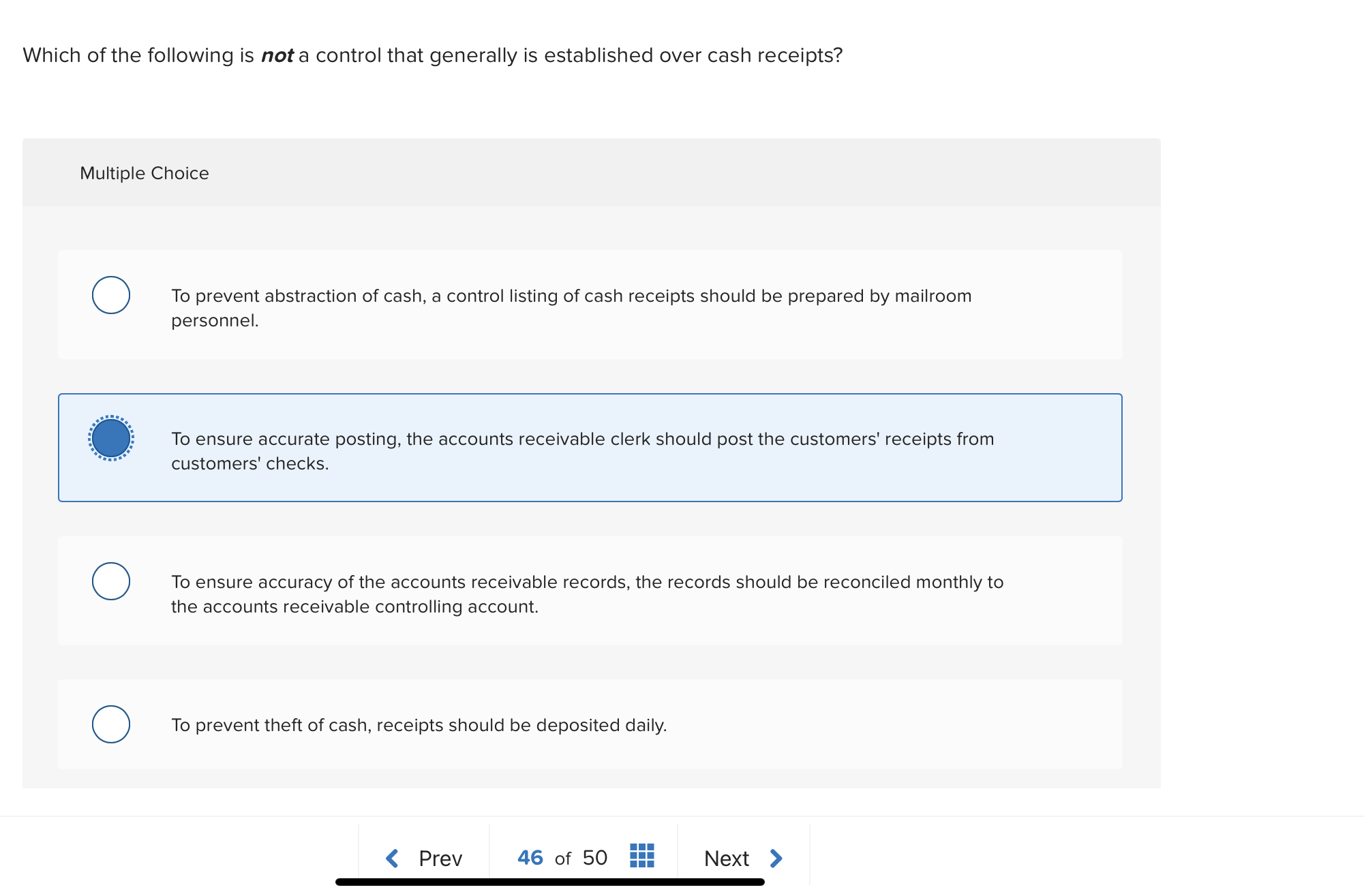Which of the following is not a control that