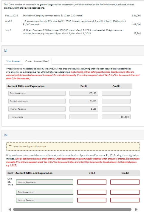 Teal Corp. carries an account in its general