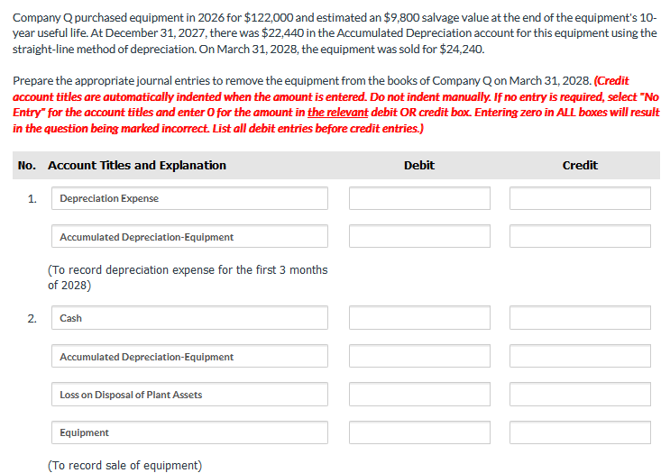 Company \ ( Q \ ) purchased equipment in 2 0 2 6