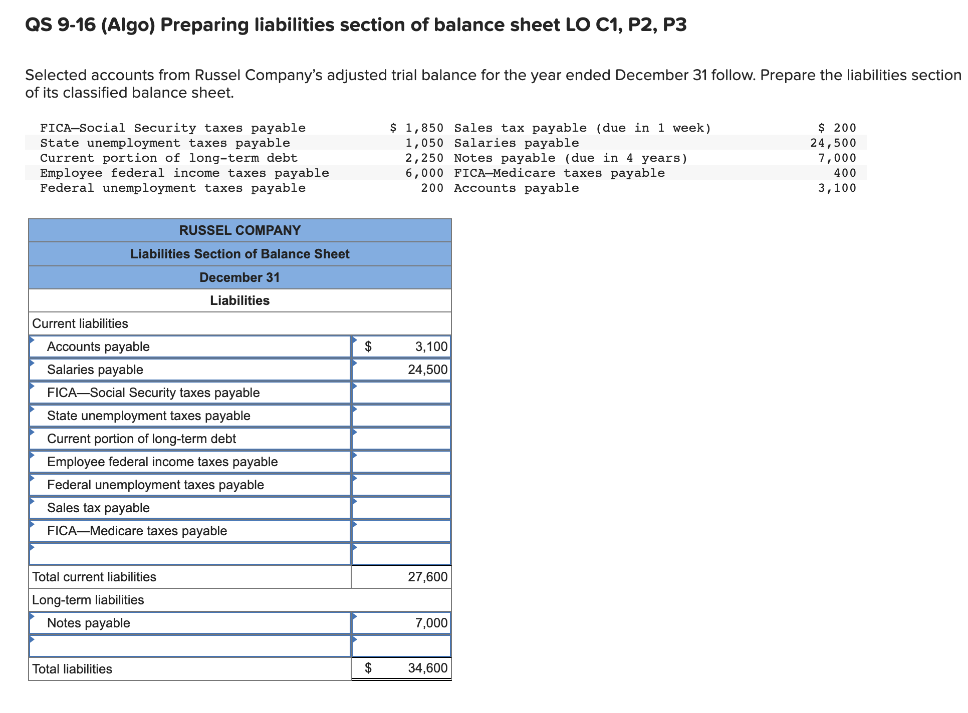 05 9-16 (Algo) Preparing liabilities section of