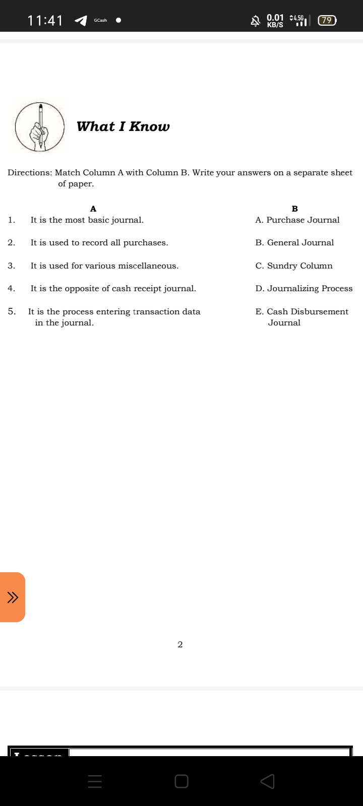 Directions: Match Column A with Column B. Write
