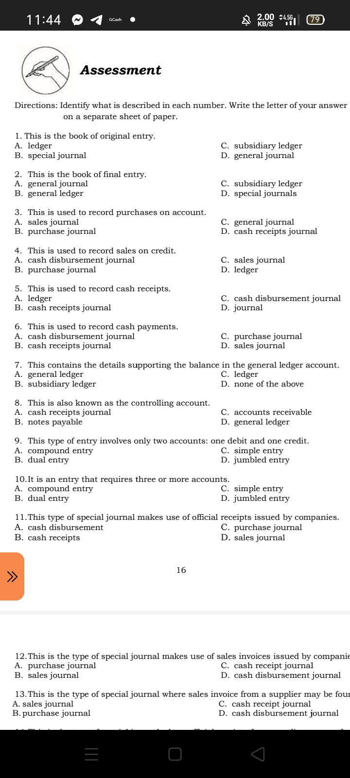 Directions: Match Column A with Column B. Write