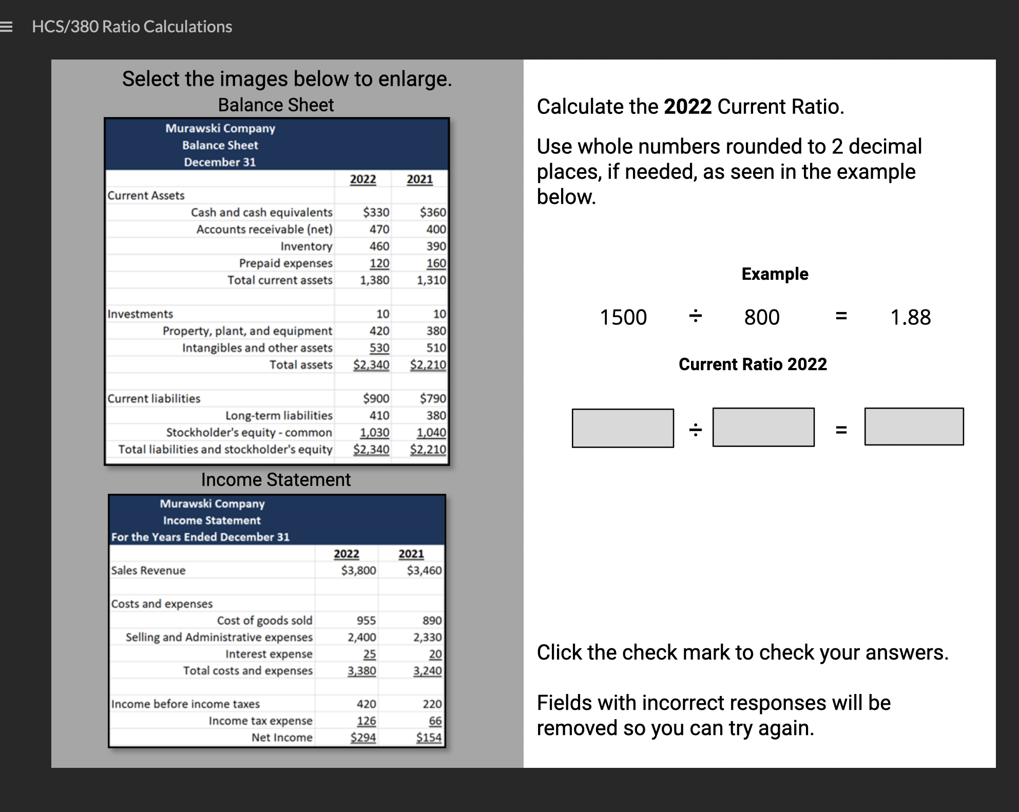 Murawski Company Balame Sheet Dorvmbor 31 Current