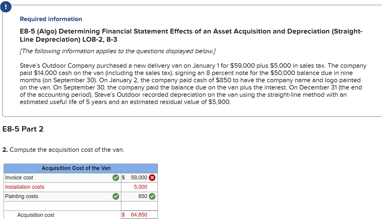 Required information E8-5 (Algo) Determining