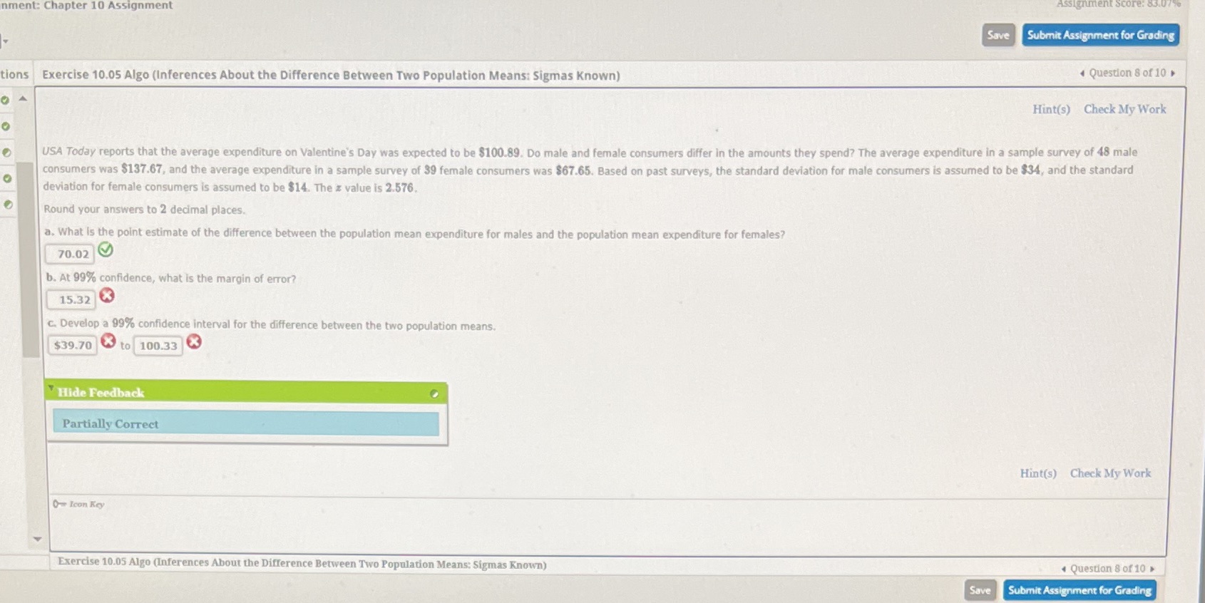 nment: Chapter 10 Assignment Save Submit