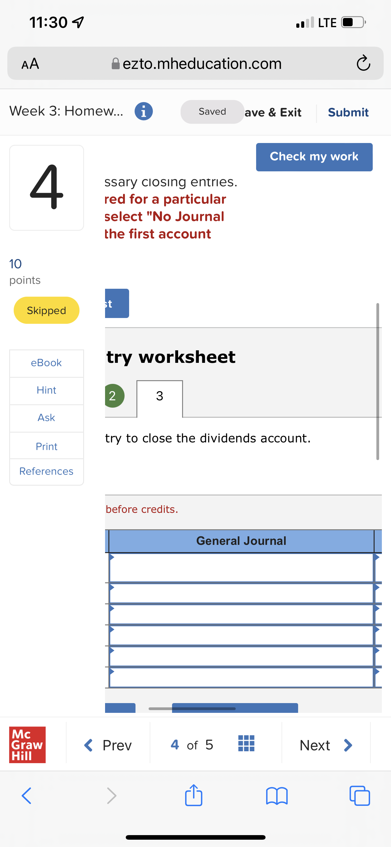 11:30 7 . LTE AA ezto.mheducation.com C Week 3: