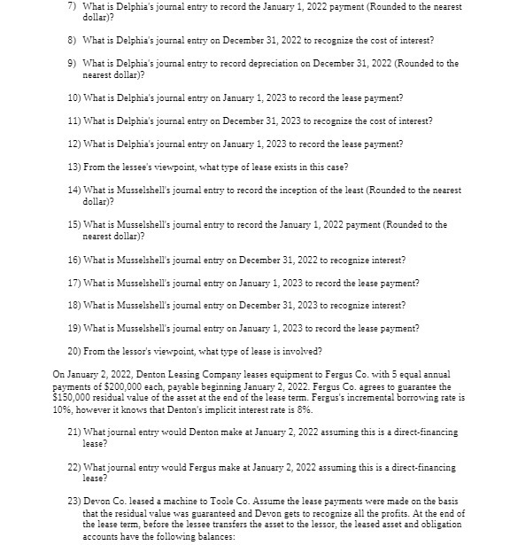 7) What is Delphia's journal entry to record