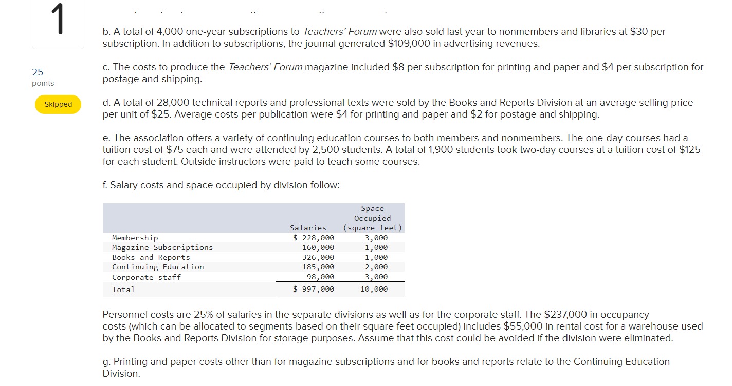 25 points Skipped b. A total of 4,000 oneeyear