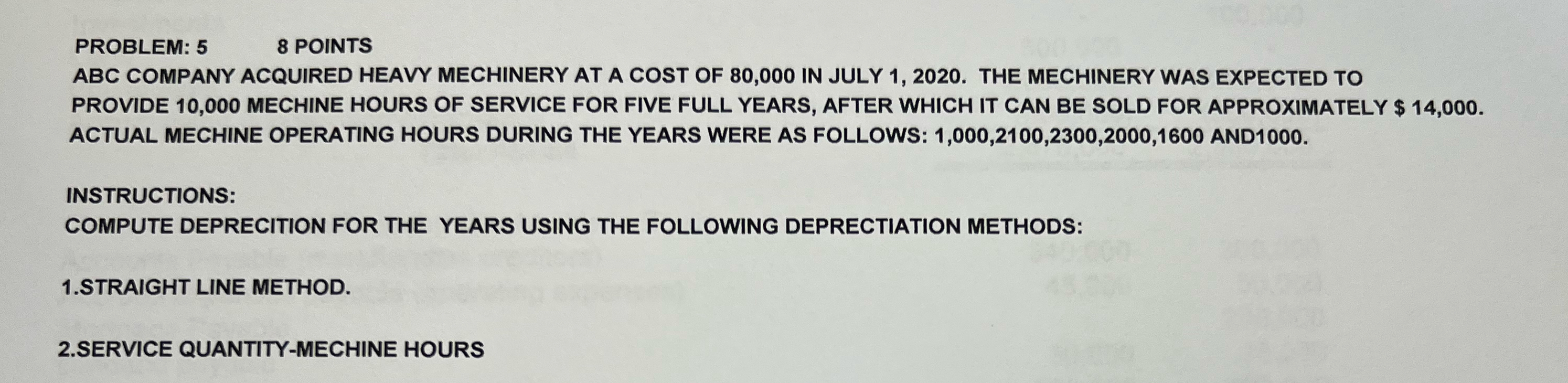 PROBLEM: 5 8 POINTS ABC COMPANY ACQUIRED HEAVY