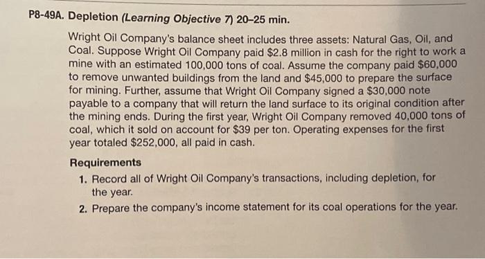 5 P8-49A. Depletion (Learning Objective 7) 20-25