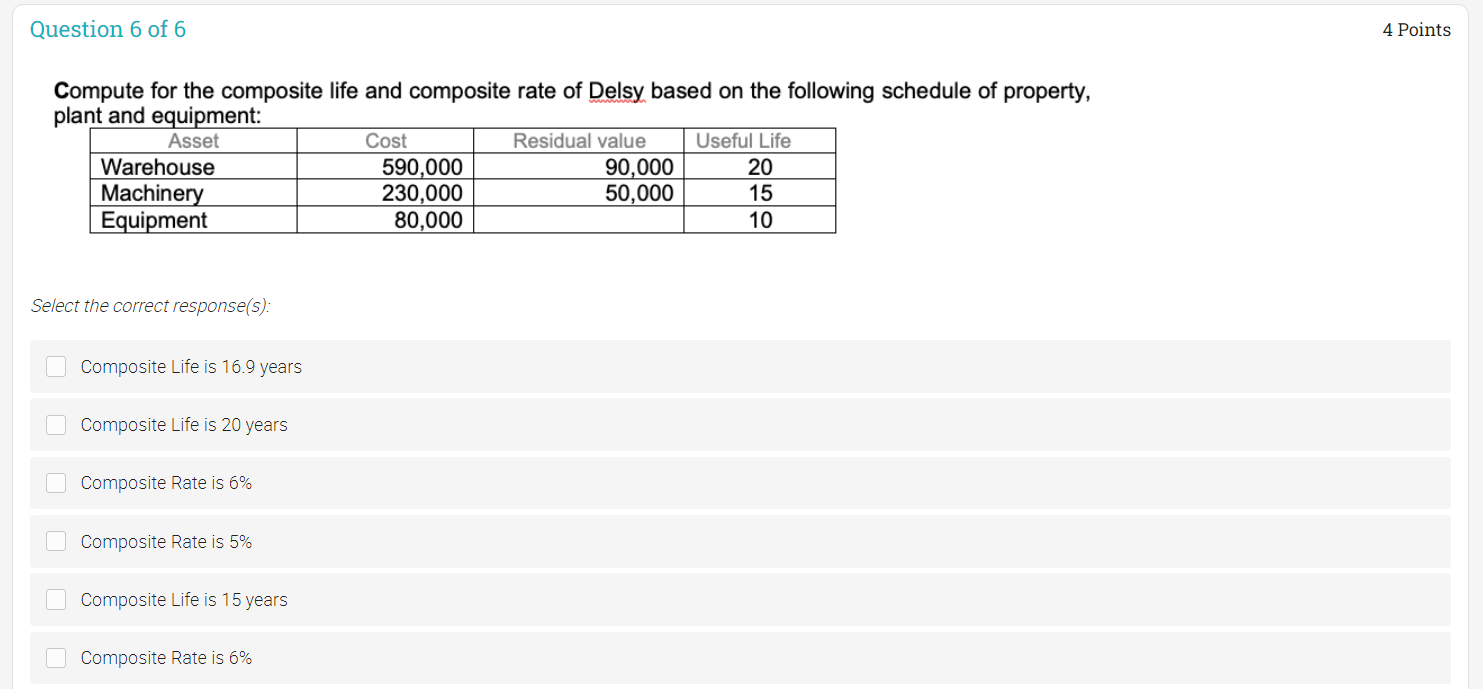 Question 6 of 6 4 Points Compute for the