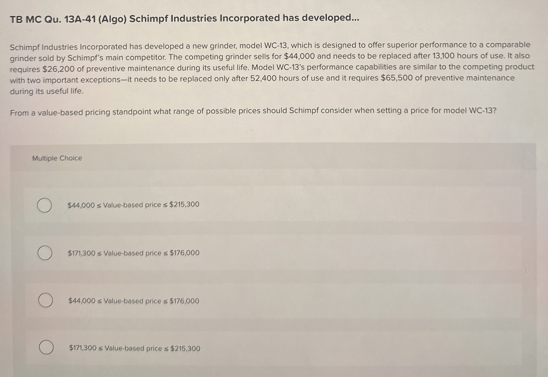 TB MC Qu . 1 3 A - 4 1 ( Algo ) Schimpf