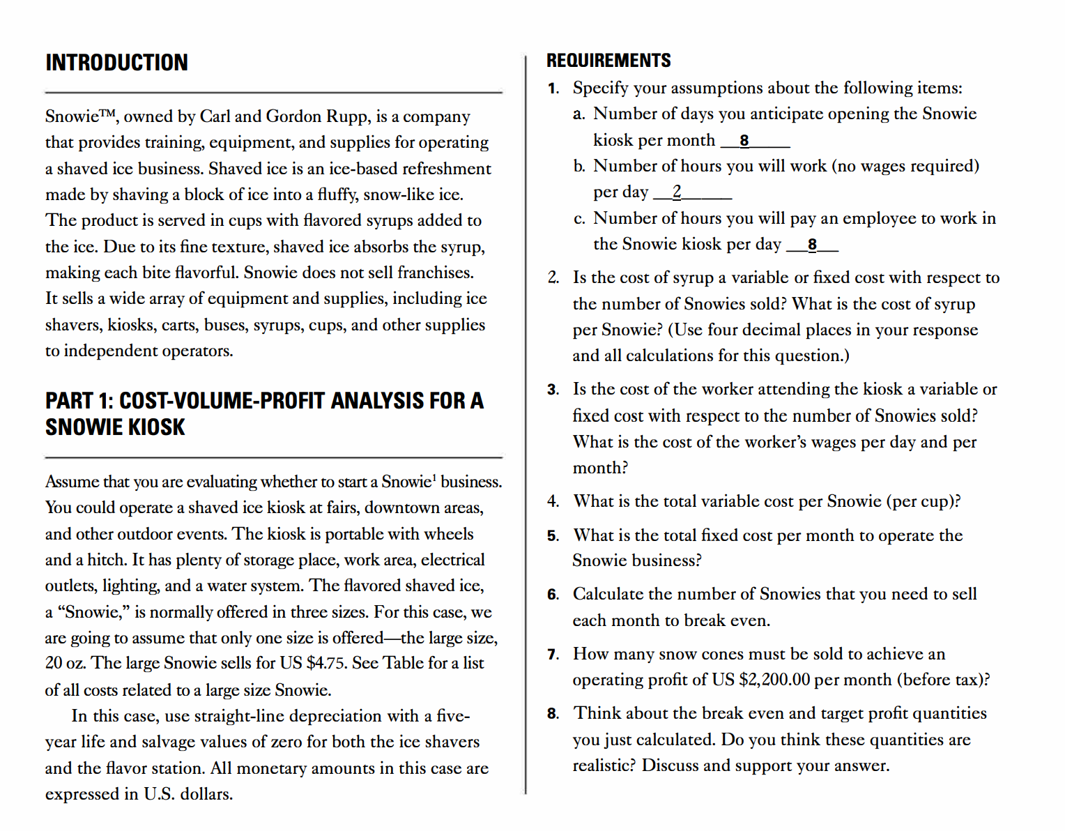 This assignment is a short case analysis using