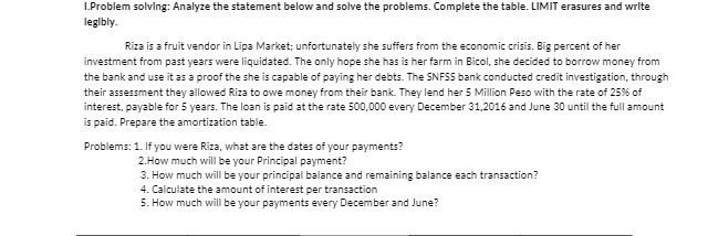 I.Problem solving: Analyze the statement below