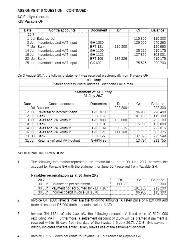 ASSIGNMENT 6 (QUESTION - CONTINUED) AC