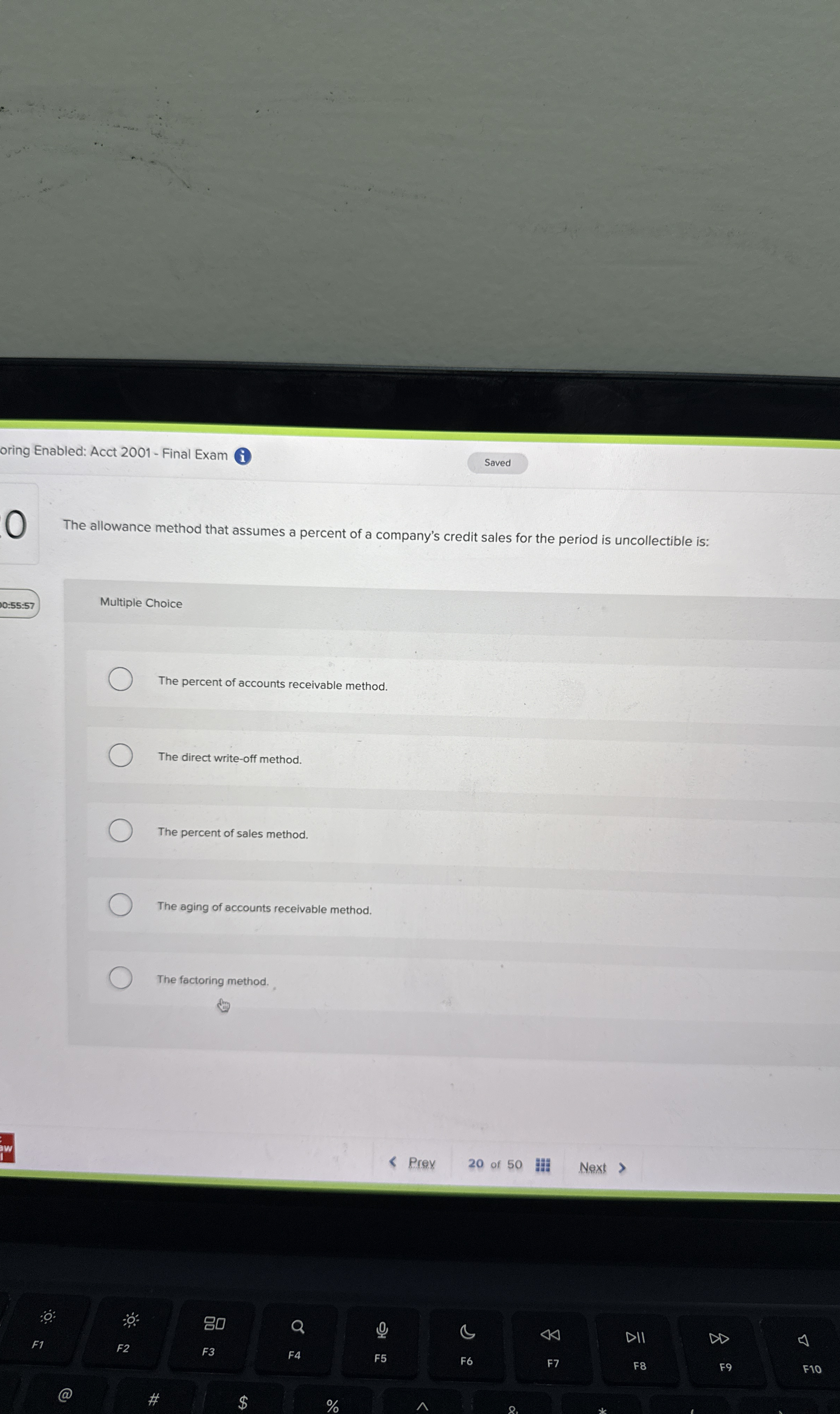 oring Enabled: Acct 2 0 0 1 - Final Exam The