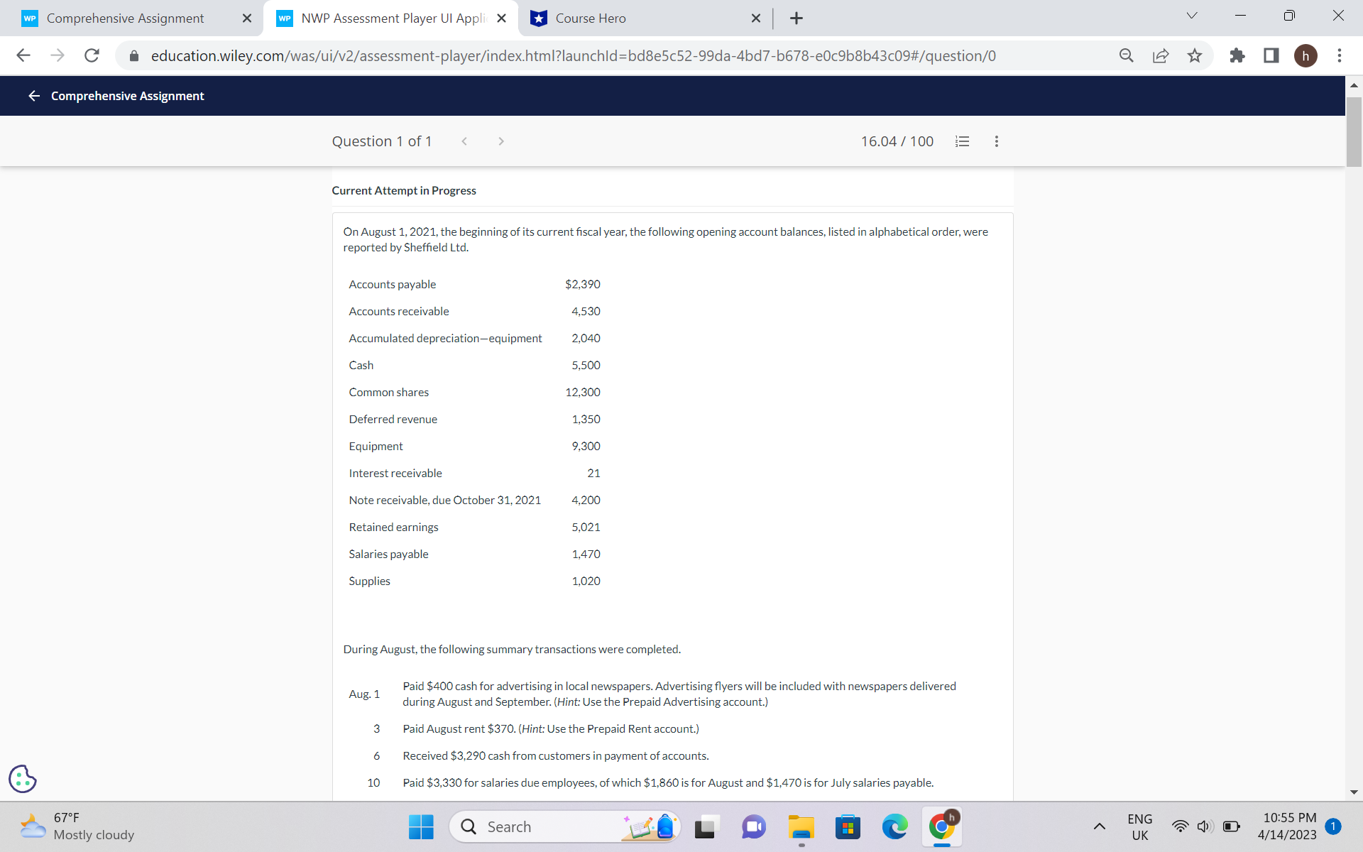 good evening needed help with a accounting