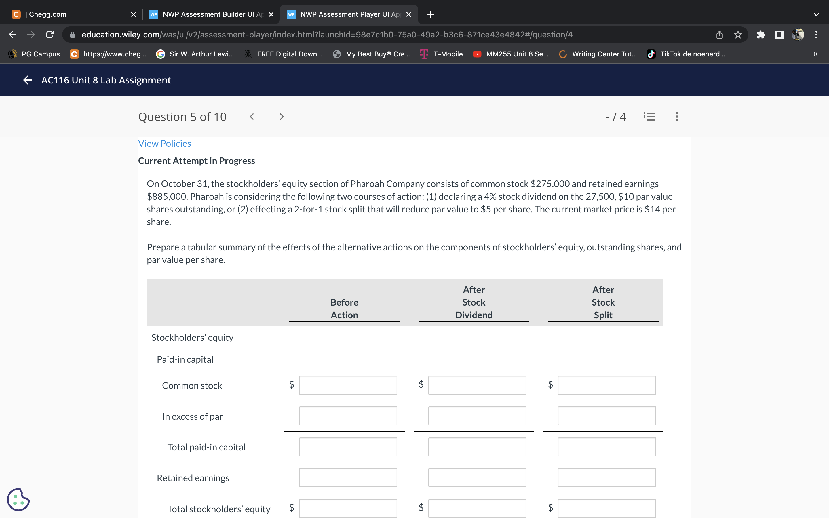C | Chegg.com WP NWP Assessment Builder UI Ar X
