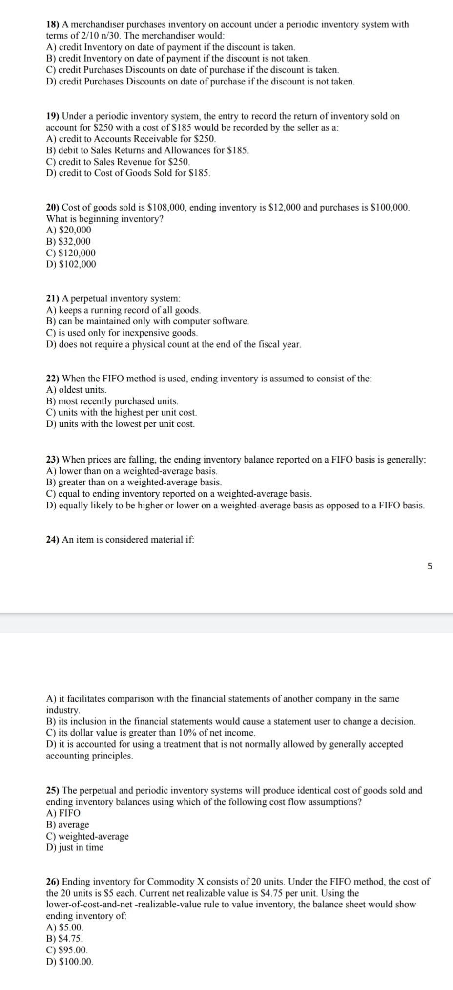 please do line wise 18) A merchandiser purchases