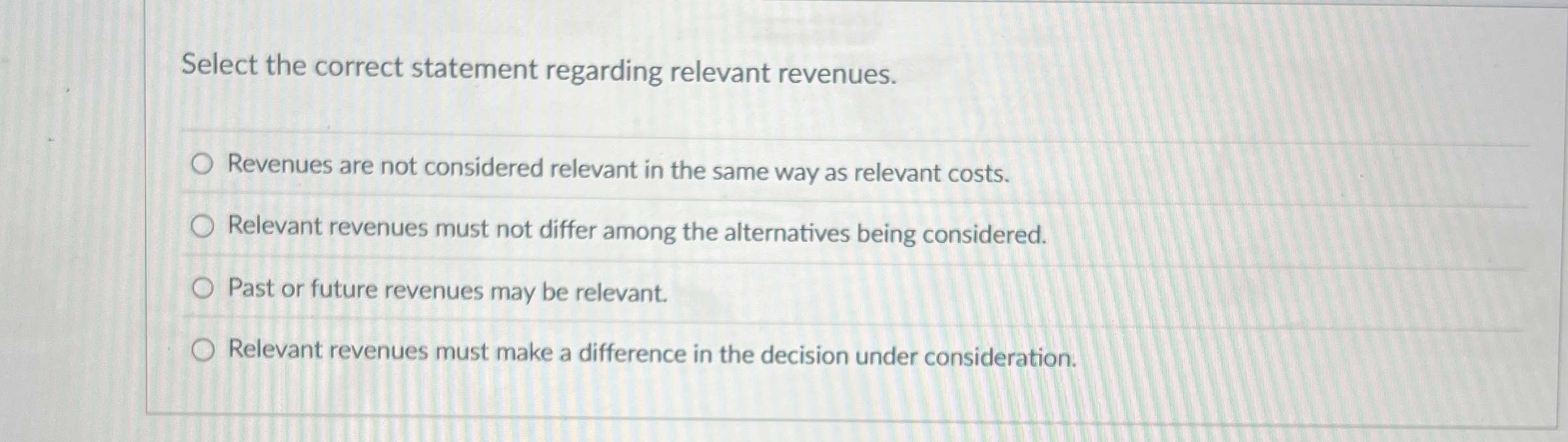 Select the correct statement regarding relevant