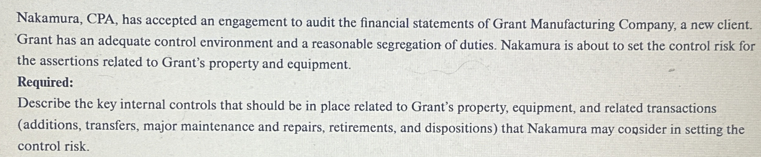 Nakamura, CPA, has accepted an engagement to