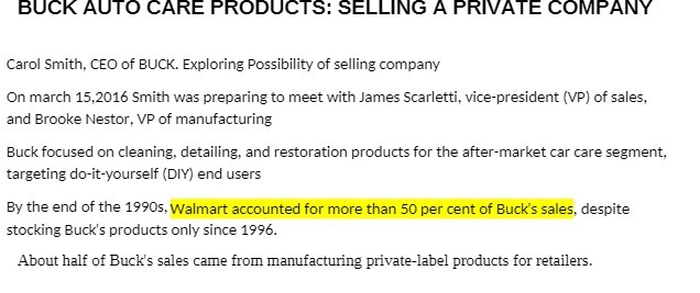 BUCK AUTO CARE PRODUCTS: SELLING A PRIVATE