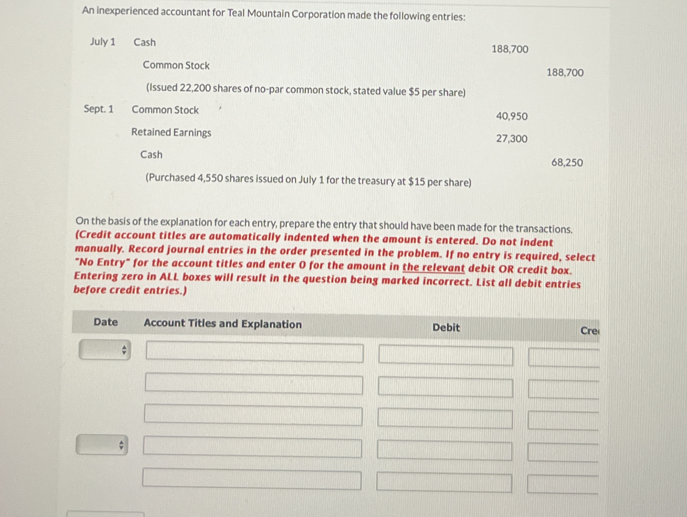 An inexperienced accountant for Teal Mountain