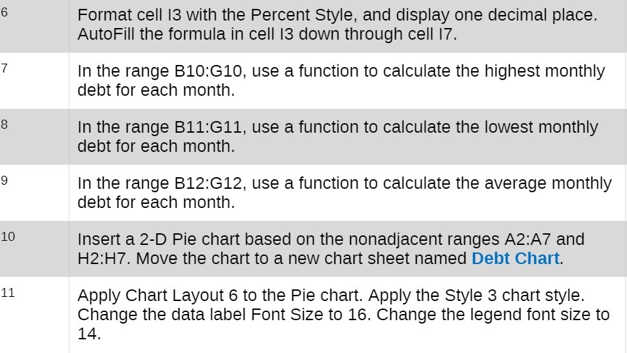 6 Format cell 13 with the Percent Style, and