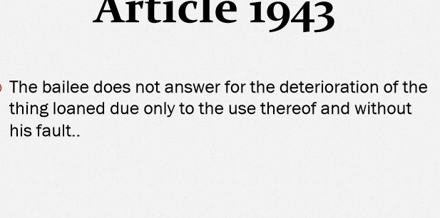 Art1c1e 1943 r The bailee does not answer for the