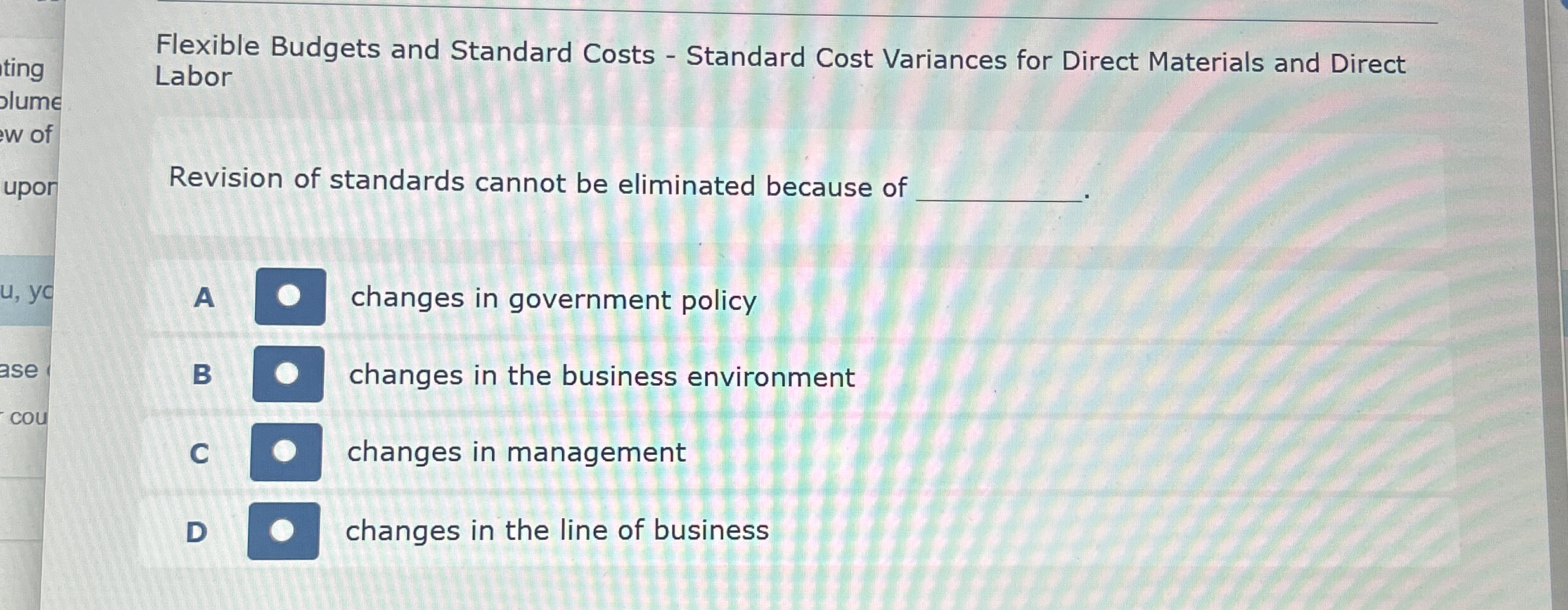Flexible Budgets and Standard Costs - Standard