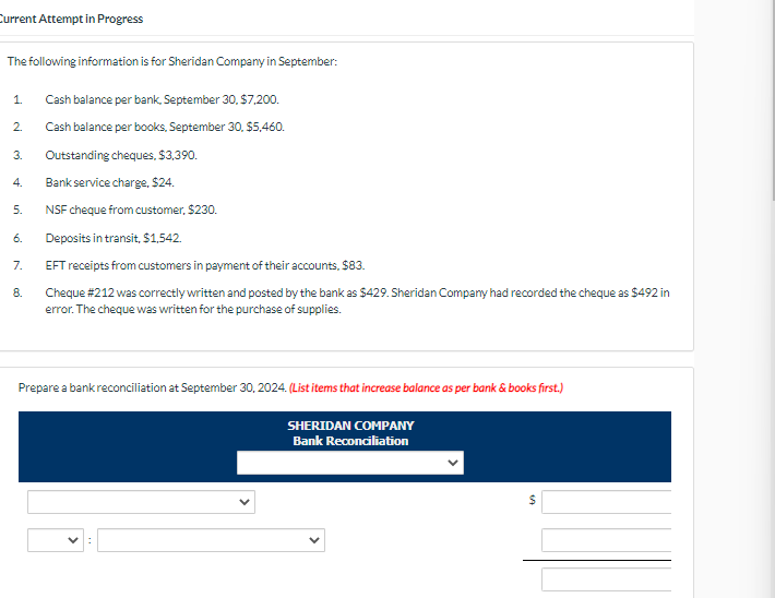 1. Prepare a bank reconcillation at september 30,